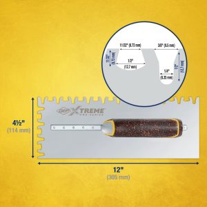 Xtreme Euro Notch Cork Handle XL Stainless Steel Trowel