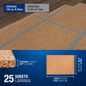 Natural Cork Underlayment Sheets 12 mm